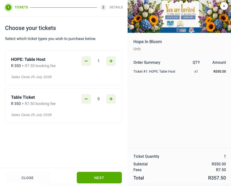 Step 3 - Select Ticket Option